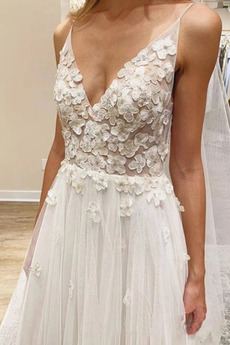 Robe de mariée Jardin Sans Manches Décalcomanie Longue Col en V Foncé