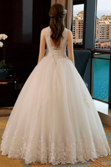 Robe de mariée Couvert de Dentelle Sans Manches Plage Été Tulle