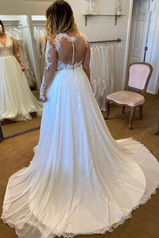 Robe de mariée Simple Printemps Plage Couvert de Dentelle Col en V