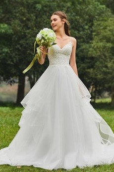 Robe de mariée De plein air Éternel Printemps Tulle Bretelles Spaghetti