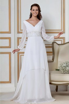 Robe de mariée Hiver vogue Mousseline Ample & Ornée Asymétrique