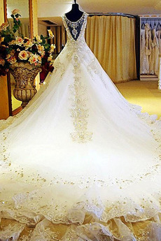 Robe de mariée Norme A-ligne Dentelle Automne Haute Couvert Naturel taille