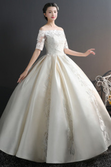 Robe de mariée Manche Courte Rosée épaule Laçage Formelle Printemps