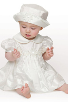 Robe de fille de fleur Été Col de chemise t Longueur Mollet Taffetas