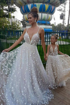 Robe de mariage Bretelles Spaghetti a ligne Été Plage Médium
