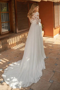Robe de mariée Manche Longue Chiffon Longue De plein air Printemps
