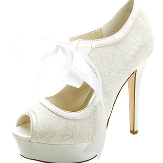 Élégante dentelle à talons hauts plate-forme étanche chaussures pour femmes sangles en satin banquet chaussures de mariage chaussures de mode - Page 2
