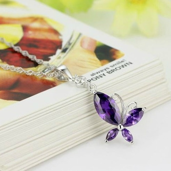 Mode violet incrusté diamant insecte collier en argent et pendentif - Page 1