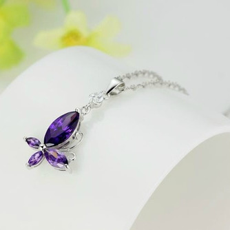 Mode violet incrusté diamant insecte collier en argent et pendentif - Page 2