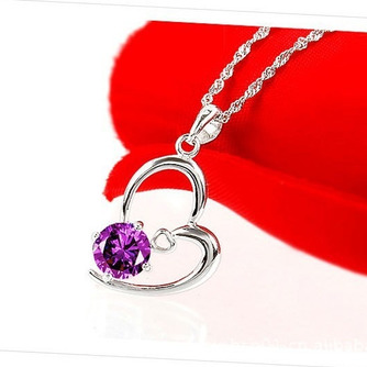 Les femmes violet cristal en forme de coeur collier en argent et pendentif - Page 2