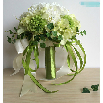 Vert et blanc avec la main brodée de chrysanthème tenant des fleurs pour le mariage - Page 1