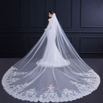 Voile de dentelle de paillettes exquise longue queue voile de mariage mariée voile pas cher - Page 2