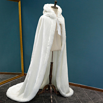 Long manteau d'hiver à capuchon chaud châle en peluche épaisse cape blanche - Page 3