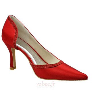 Chaussures habillées de banquet en satin rouge à talons aiguilles pointus - Page 3