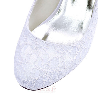 Chaussures de mariage à talons épais en dentelle blanche bout rond chaussures de mariage à talons hauts chaussures de demoiselle d'honneur - Page 4