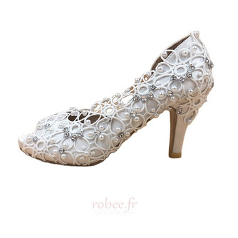 Chaussures de mariage en dentelle satinée avec strass chaussures de mariage stiletto chaussures de mariage à la main - Page 1