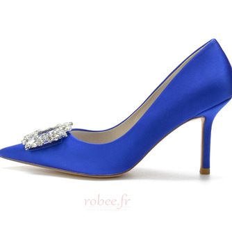 Aux femmes Satiné Talon aiguille Talon haut Bout fermé avec Strass soirée talons hauts - Page 3