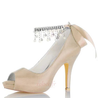 Perle strass talons hauts chaussures de demoiselle d'honneur de mariage talons hauts de mariée - Page 10