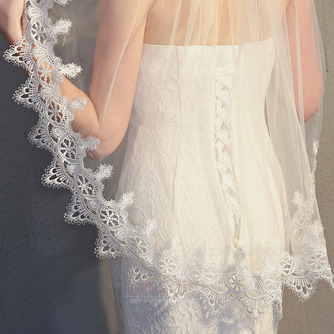Simple couche avec peigne à cheveux voile voile de dentelle soluble dans l'eau robe de mariée accessoires voile - Page 3