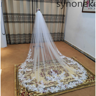 Voile de mariage simple couche dentelle voile de mariée applique voile ivoire blanc 3 mètres - Page 2