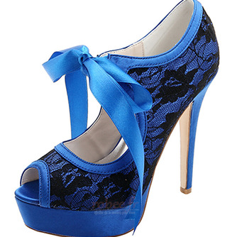 Élégante dentelle à talons hauts plate-forme étanche chaussures pour femmes sangles en satin banquet chaussures de mariage chaussures de mode - Page 3