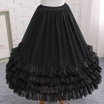 Black chiffon underskirt, bridal long crinoline, cosplay prom dress chiffon underskirt, puffy skirt, Lolita midi skirt - Page 5