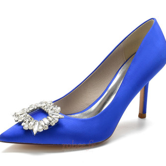 Aux femmes Satiné Talon aiguille Talon haut Bout fermé avec Strass soirée talons hauts - Page 1