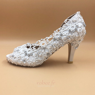 Chaussures de mariage en dentelle satinée avec strass chaussures de mariage stiletto chaussures de mariage à la main - Page 4