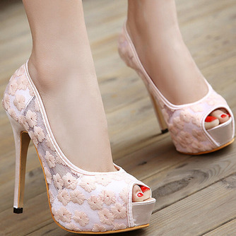 Chaussures de mariage en dentelle blanc talons hauts plate-forme sandales chaussures de banquet chaussures de mariée - Page 8