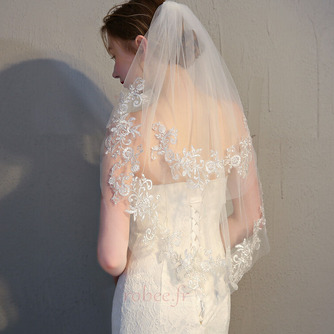 Mariée courte voile avec peigne voile délicat dentelle dentelle voile accessoires de mariage - Page 1
