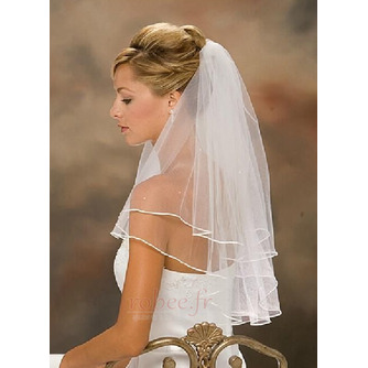 Double voile de bord de ruban de satin blanc / ivoire voile de mariée en gros - Page 1