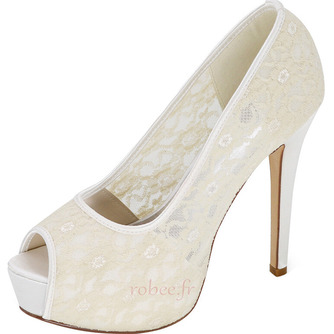Chaussures de mariage en dentelle blanc talons hauts plate-forme sandales chaussures de banquet chaussures de mariée - Page 6