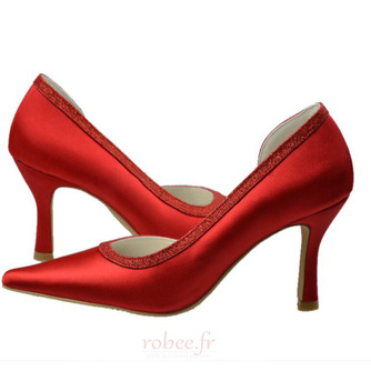 Chaussures habillées de banquet en satin rouge à talons aiguilles pointus - Page 4
