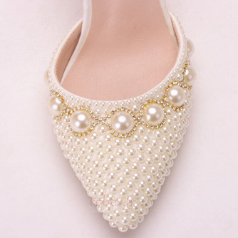 Sandales à talons hauts sandales strass perlées chaussures de mariage blanches - Page 7