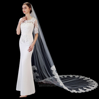 Voile de mariée blanc pur ivoire Applique de dentelle haut de gamme 3 mètres de long accessoires de mariage - Page 3