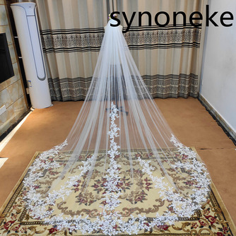 Voile de mariage dentelle voile ivoire avec peigne voile de dentelle blanc monocouche filet 3M - Page 1