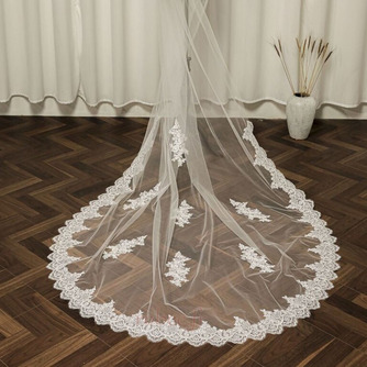 Dentelle dentelle voile rangée fleur voile de mariée image réelle voile de mariée blanc ivoire voile de mariée - Page 3