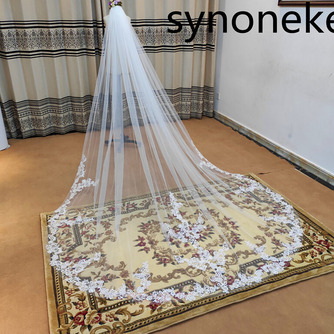 Voile de mariage en dentelle long voile avec accessoires de mariée en voile ivoire peigne - Page 2