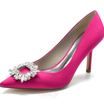 Aux femmes Satiné Talon aiguille Talon haut Bout fermé avec Strass soirée talons hauts - Page 9