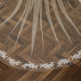 Voile de mariée en dentelle Voile de fleur de perle Voile de mariage long Voile d'ivoire blanc - Page 3
