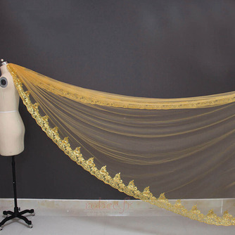 Voile de mariée paillettes d'or 3M dentelle voile de mariée paillette cathédrale - Page 4