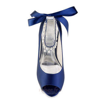 Perle strass talons hauts chaussures de demoiselle d'honneur de mariage talons hauts de mariée - Page 4