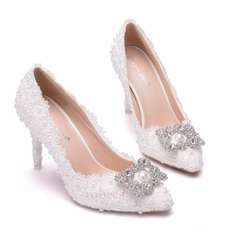 Strass chaussures simples chaussures de mariage chaussures de fête en dentelle - Page 2