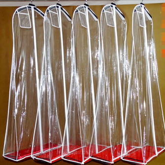 Sac de robe de mariée allongé robe de mariée transparente épaissie traînant sac de rangement anti-poussière pvc - Page 1