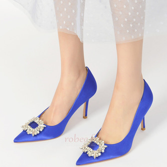 Aux femmes Satiné Talon aiguille Talon haut Bout fermé avec Strass soirée talons hauts - Page 5