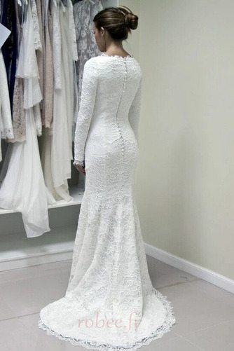 Robe de mariée Manche Longue Satin Dentelle Manche de T-shirt - Page 1