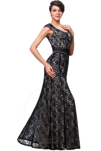 Robe de soirée Dentelle Longueur au sol Manche Courte Fermeture à glissière - Page 3