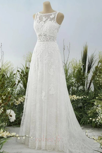 Robe de mariée Jardin Col Bateau Sans Manches Couvert de Dentelle - Page 1