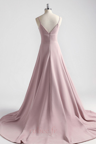 Robe de bal Col en V Foncé Satin Élastique Train de petit A-ligne - Page 7