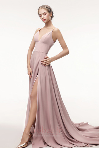 Robe de bal Col en V Foncé Satin Élastique Train de petit A-ligne - Page 1